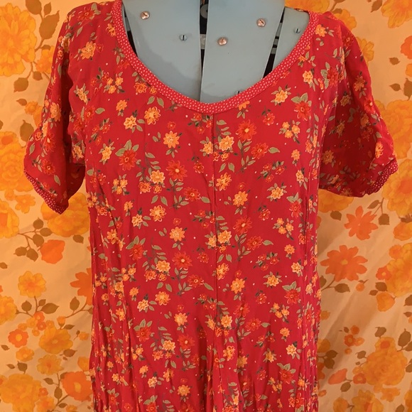 Beautiful Vintage Rayon Floral Boho Hippie Dress - Picture 3 of 11